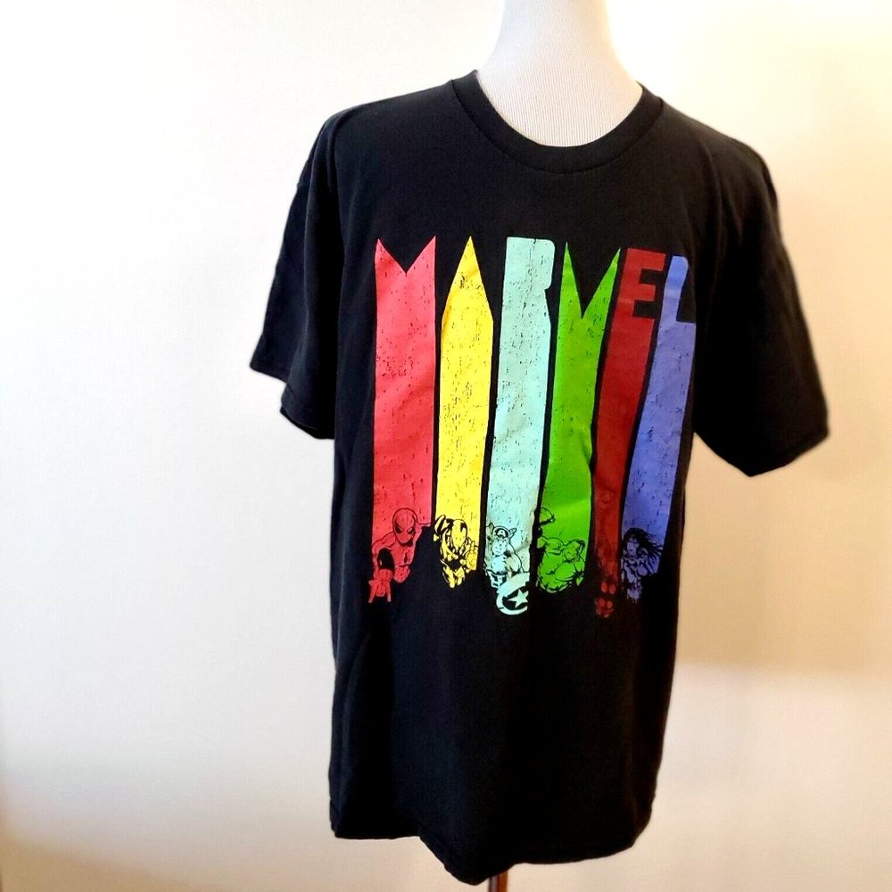 Marvel Comics Men's Original Superhero Black Graphic Short Sleeve T-shirt XL